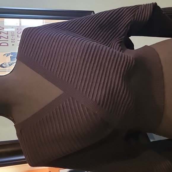 FOREVER 21 Black Criss Cross Drape Front Dolman Sleeve Knit Sweater Small - Picture 2 of 10